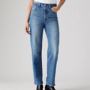 LEVI'S | Ribcage Straight Leg Ankle Denim Jeans High Rise Medium Wash | 31, 12